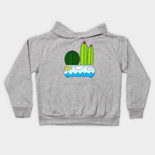 Cute Cactus Design #191: Cacti Arrangement In Sunny Ocean Pot Kids Hoodie